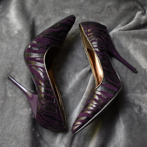 Miss Me Shoes - Miss Me? Purple Zebra Print Heels